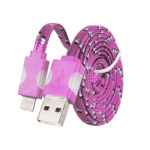 USB kábel - Fonott ledes világítás iPhone 5/6/7/8/X Lightning 1 méter rózsaszín