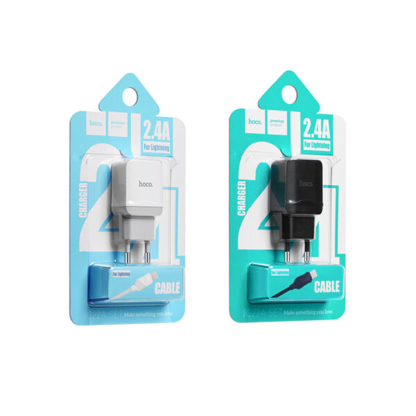 HOCO hálózati töltő C22A 1xUSB 2,4A plusz lightning kábel