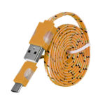 USB kábel - Fonott ledes világítás USB Type C 1 méteres narancssárga