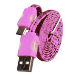 USB kábel - Fonott ledes világítás micro USB 1 méteres rózsaszín