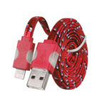 USB kábel – Fonott ledes világítás iPhone 5 6 7 8 X Lightning 1 méteres piros
