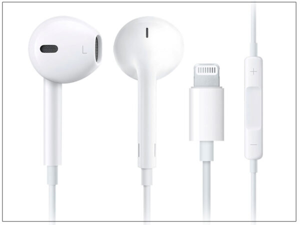 Apple iPhone eredeti távirányítós, sztereó headset Lightning csatlakozóval, mikrofonnal - MMTN2ZM/A - fehér (ECO csomagolás)