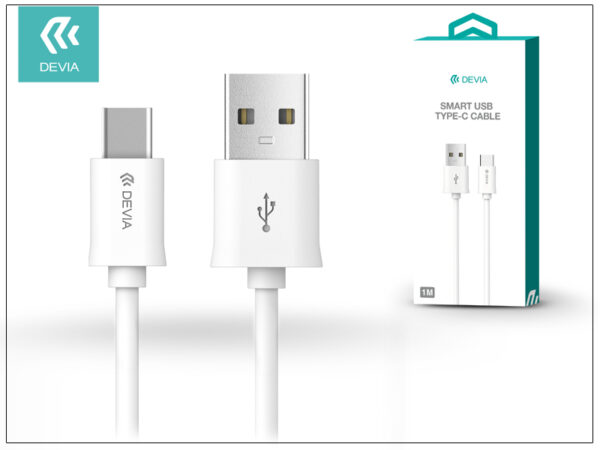 USB - USB Type-C adat- és töltőkábel 1 m-es vezetékkel - Devia Smart USB Type-C 2.0 Cable - white