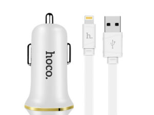 Hoco autós töltő lightning Z1 2xUSB 2,1A fehér