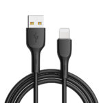 USB kábel - szilikon Lightning QC 3.0 1m fekete