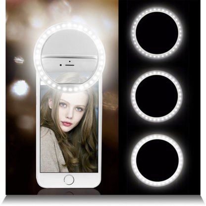 Univerzális szelfi LED gyűrűs fény - mobiltelefonhoz Ring Light RK-12 fehér - Image 5