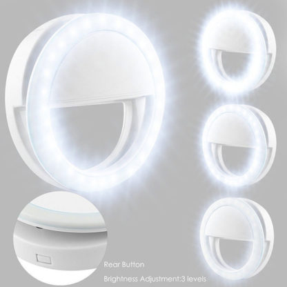 Univerzalis szelfi LED gyurus feny mobiltelefonhoz Ring Light RK 12 feher6