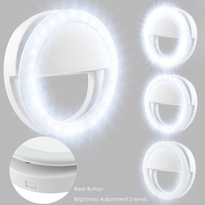 Univerzális szelfi LED gyűrűs fény - mobiltelefonhoz Ring Light RK-12 fehér - Image 3