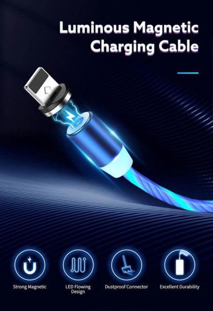 Vilagito Lightning Iphone kabel magneses leveheto dugoval 1m ezust5