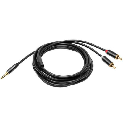 Jack (3,5mm) RCA átalakító kábel, 3m hosszú, arany borítás