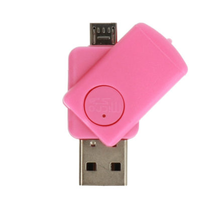 Micro SD kártya olvasó, Micro USB, rózsaszín