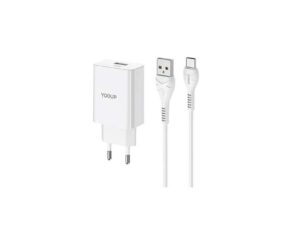 Hálozati töltő adapter, gyorstöltő 2.1A + Type C kábel 1m