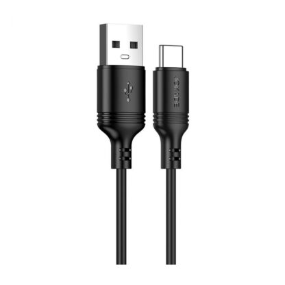 Type-C USB adat és töltőkábel, 1m hosszú, 3A, fekete strapabíró szilikon