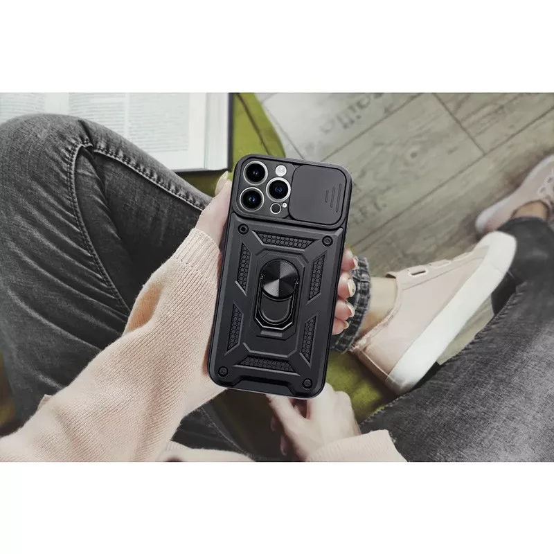 Haffner Slide Armor kameravédős ütésálló tok gyűrűvel - Samsung A536U Galaxy A53 5G - fekete - Image 3