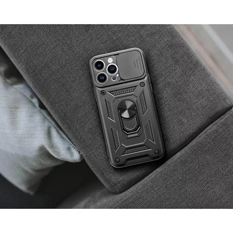 Haffner Slide Armor kameravédős ütésálló tok gyűrűvel - Samsung A536U Galaxy A53 5G - fekete - Image 4