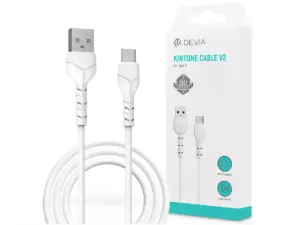 Devia Kintone Cable V2 Series 10W USB/Type-C adat- és töltőkábel 1m - fehér