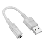 HOCO adapter AUX USB A to Jack 3,5 mm (female) LS37 0,15 m szürke