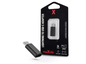 Maxlife Lightning/USB Type-C adapter - 2A - fekete