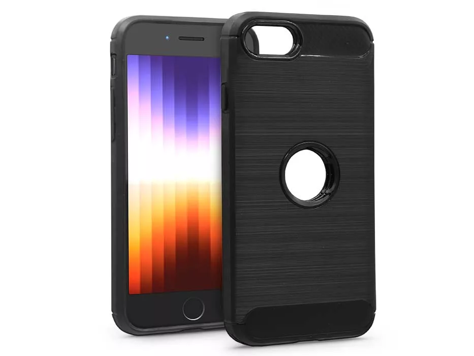 Haffner Carbon Logo szilikon tok - Apple iPhone SE 2020/SE 2022 - fekete