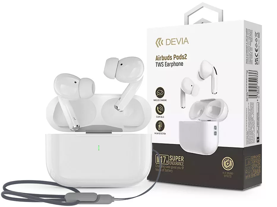 Devia TWS Bluetooth sztereó headset v5.3 + töltőtok - fehér
