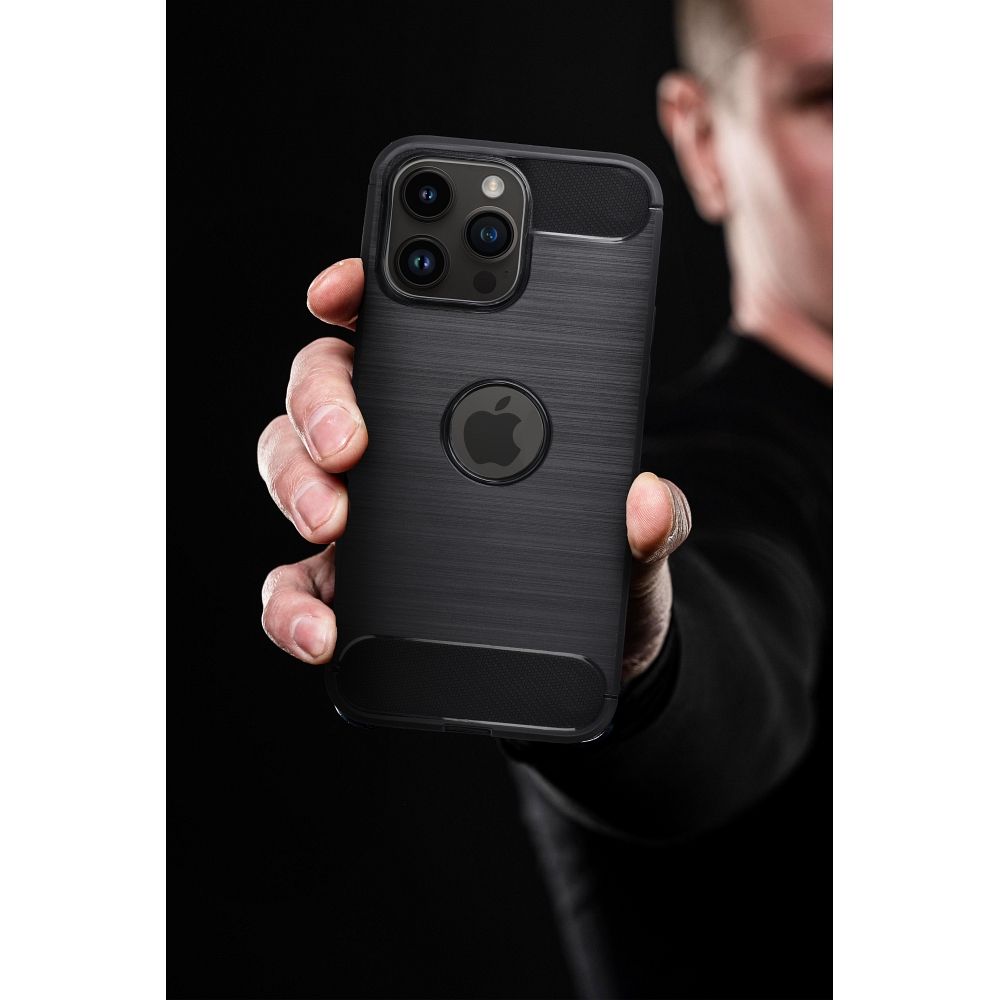 Apple iPhone 13 szilikon hátlap - Carbon Logo - fekete