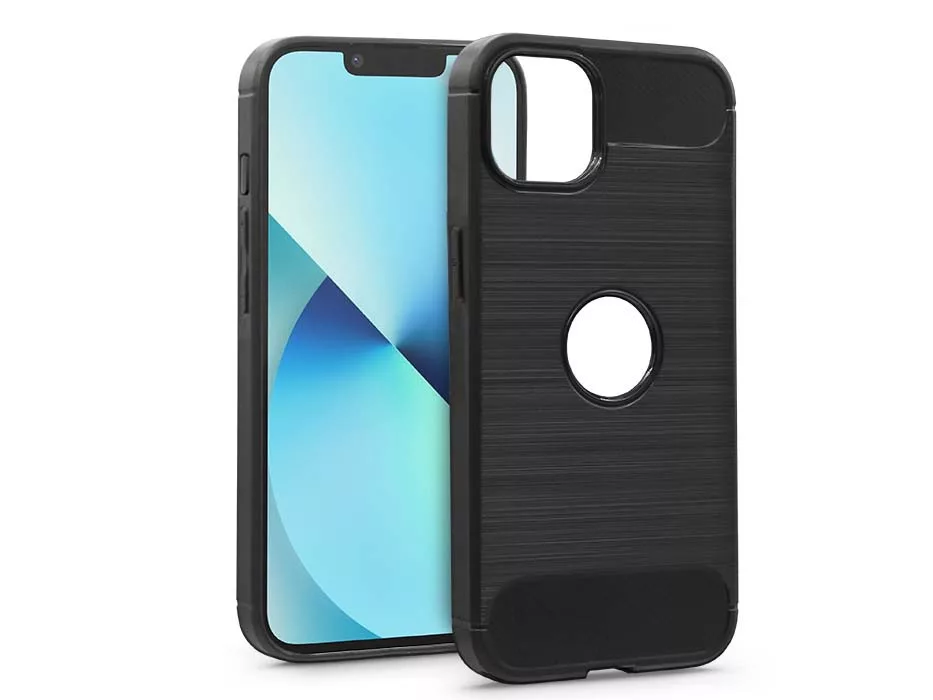 Haffner Carbon Logo szilikon tok - Apple iPhone 13 - fekete