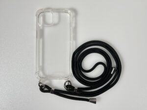 iPhone 15 Plus TPU+PC Átlát.tok,Fekete zsinórral