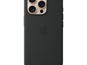 Apple iPhone 16 Pro MagSafe-rögzítésű szilikontok, fekete