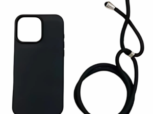 iPhone 16 Pro TPU+PC Feket tok,Fekete zsinórral