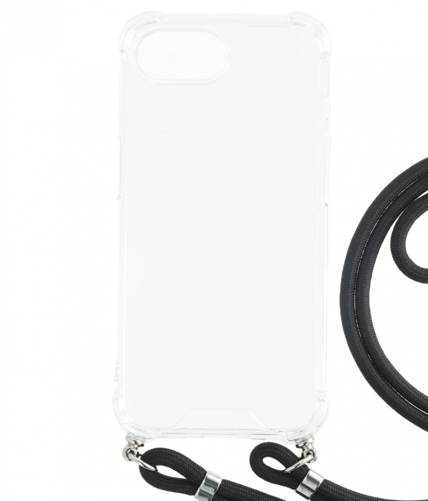 Iphone 17e/16e TPU+PC átlátszó tok,Fekete zsinórral - Image 3