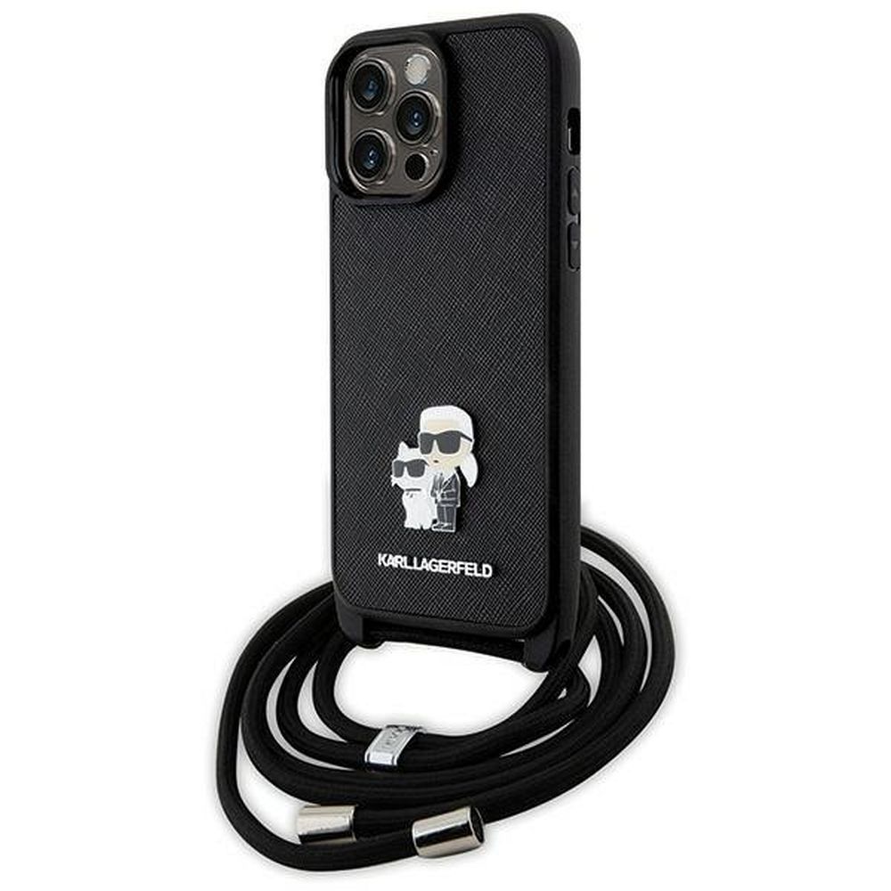 KARL LAGERFELD case for IPHONE 14 Pro Max KLHCP14XSAKCPSK (Saffiano KC Metal PIN Crossbody) black