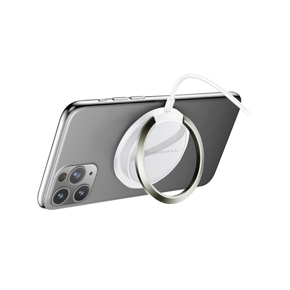 FORCELL F-ENERGY PowerPod vezeték nélküli töltő, MagSafe-kompatibilis, gyűrűs/állványos kialakítással, 2 A, 15 W, fehér - Image 6