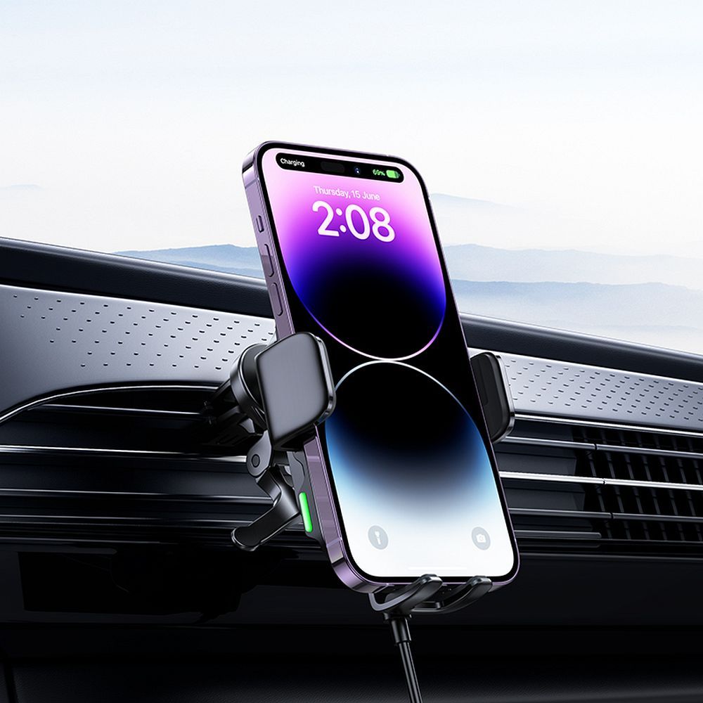 HOCO car holder with wireless charging for air vent HW10 black - Image 8