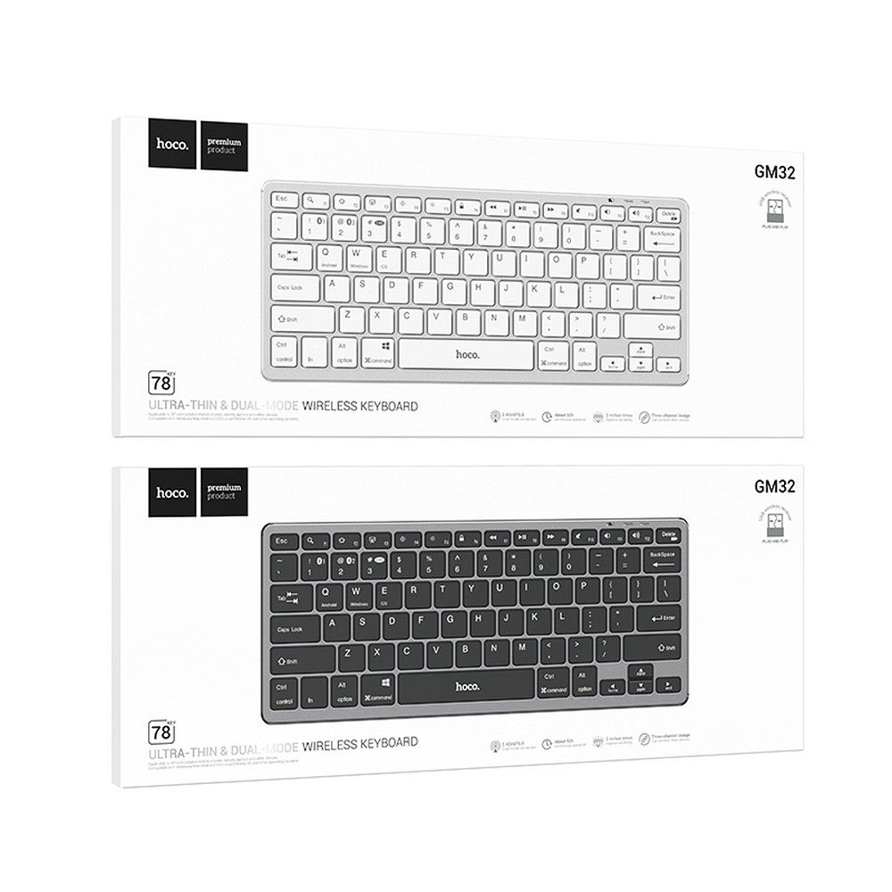 HOCO wireless keyboard QWERTY GM32 silver - Image 3