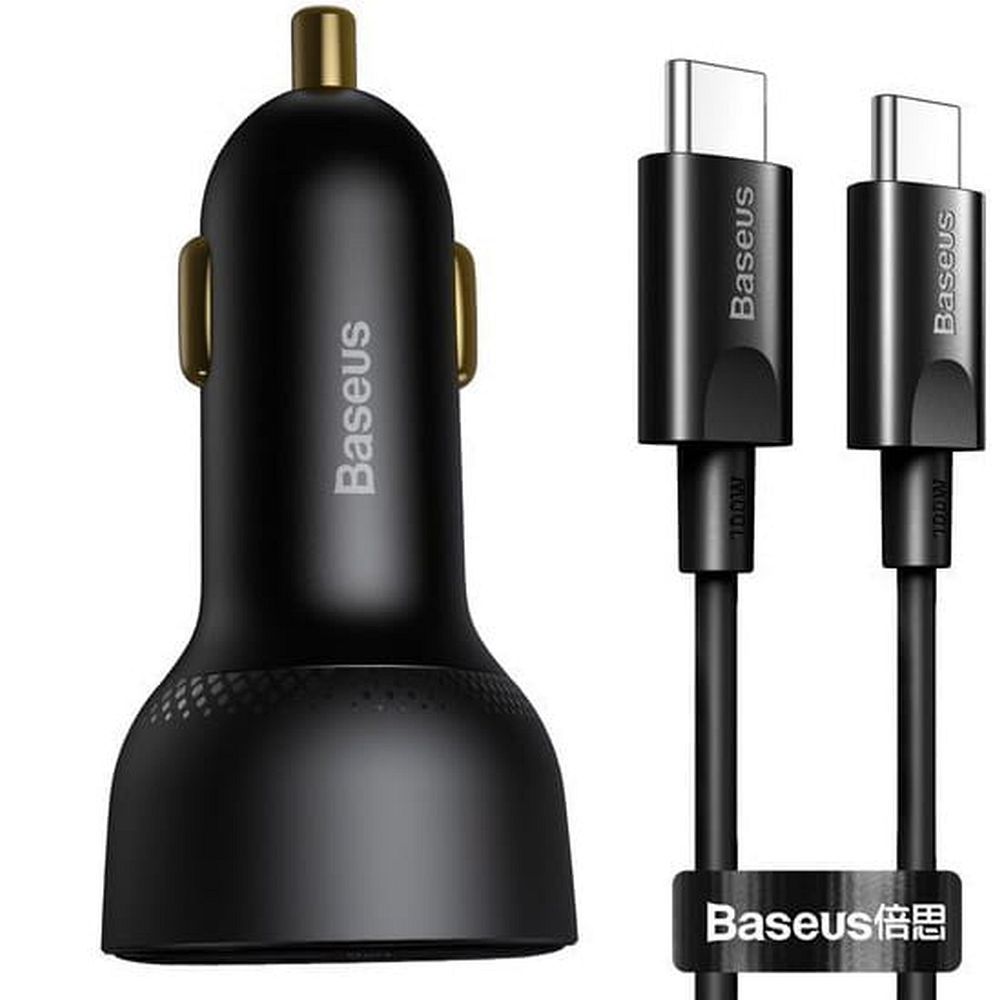 BASEUS car charger USB A + Type C with digital display + cable Type C to Type C PD3.0 QC4.0 5A 100W TZCCZX-01 black - Image 2