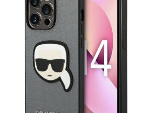 KARL LAGERFELD case for IPHONE 14 Pro Max KLHCP14XSAPKHG (Saffiano With Karl Head Patch) silver