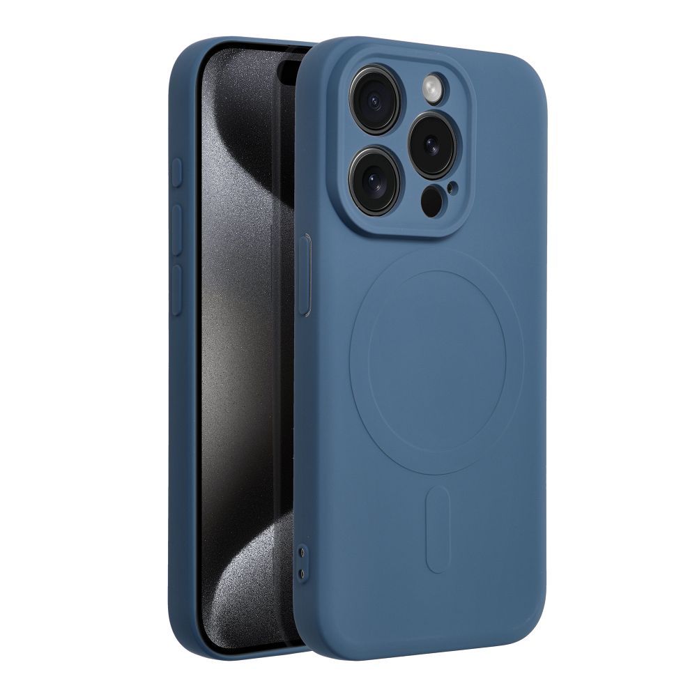SILICONE MAG COVER case compatible with MagSafe for IPHONE 15 Pro blue - Image 2