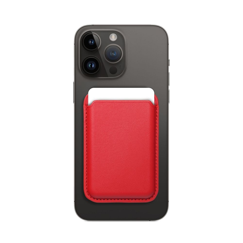 LEATHER MAG WALLET compatible with MagSafe red - Image 4