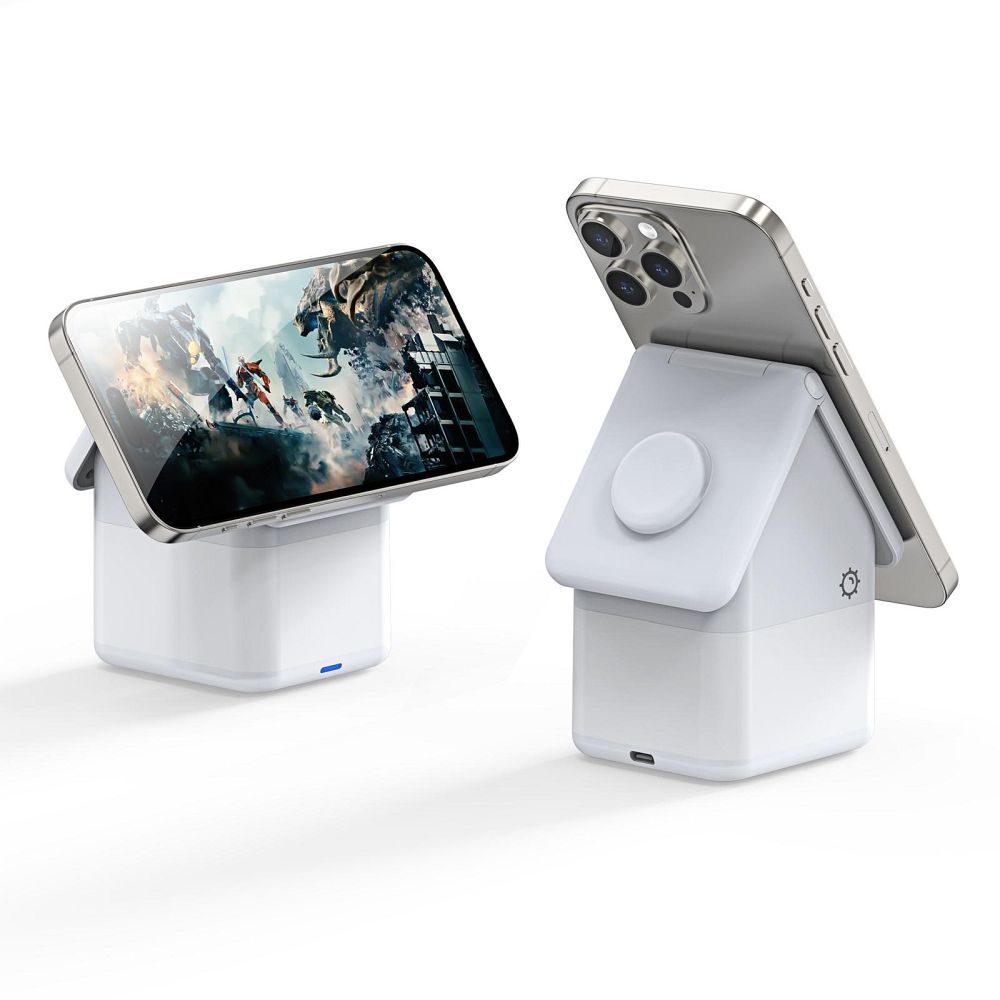W20 4-in-1 House-shaped Magnetic Wireless Charger Stand 15W White - Image 3