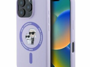KARL LAGERFELD case for IPHONE 16 Pro Max compatible with MagSafe KLHMP16XSCMKCRHU (Silicone KC Body Ring) purple