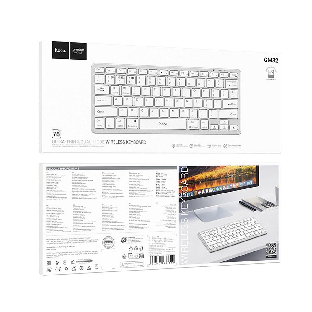 HOCO wireless keyboard QWERTY GM32 silver - Image 6