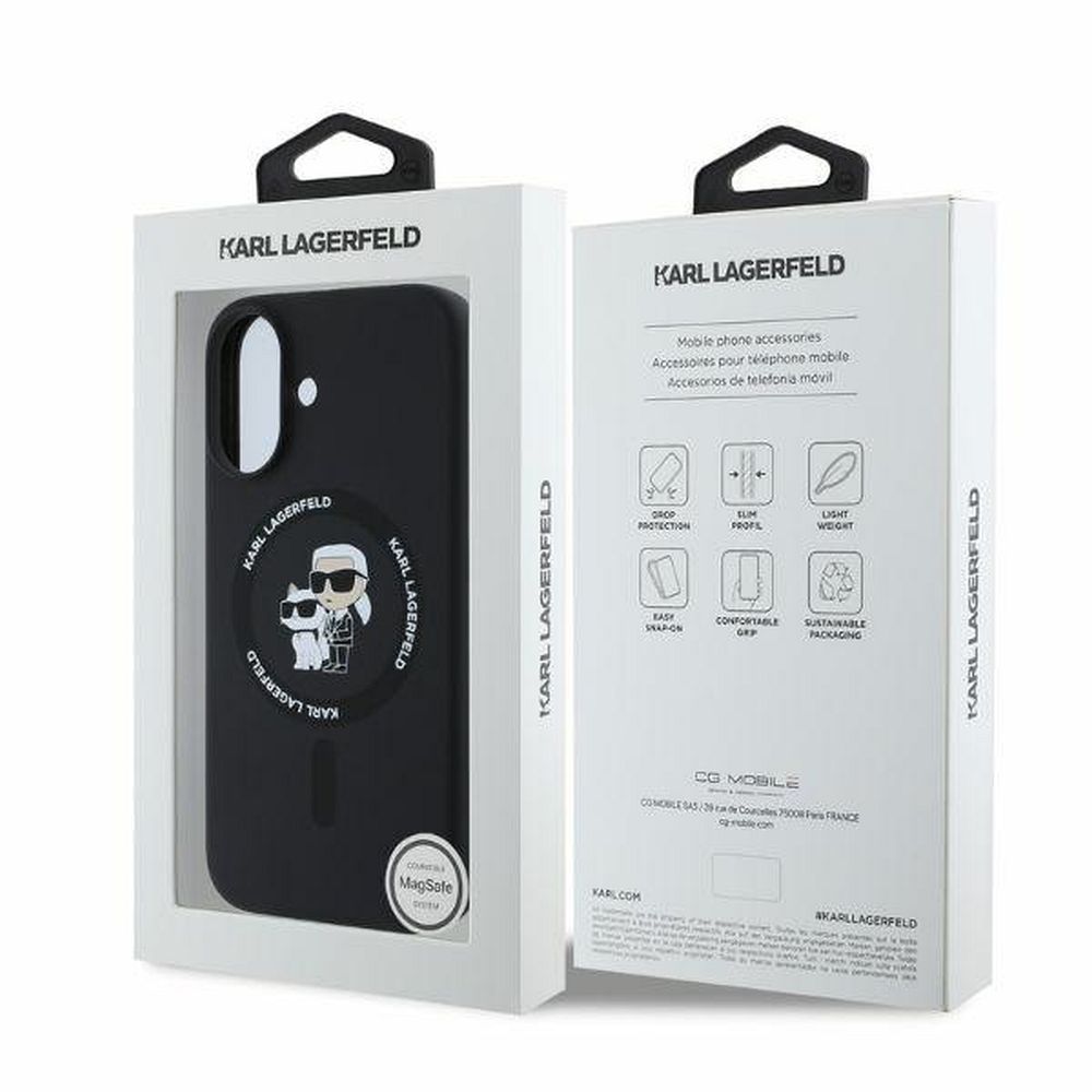 KARL LAGERFELD case for IPHONE 16 compatible with MagSafe KLHMP16SSCMKCRHK (Silicone KC Body Ring) black - Image 4