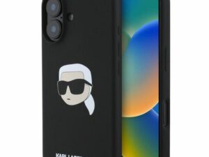 KARL LAGERFELD case for IPHONE 16 compatible with MagSafe KLHMP16SSKHPPLK (Sil KL Head Print) black
