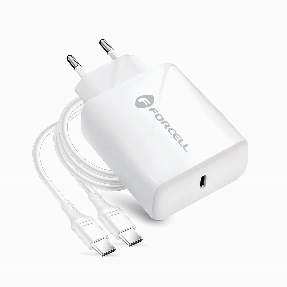 FORCELL F-ENERGY TFK-TC-25WPD travel charger Type C + cable Type C to Type C PD Q.C 3A 25W white - Image 7