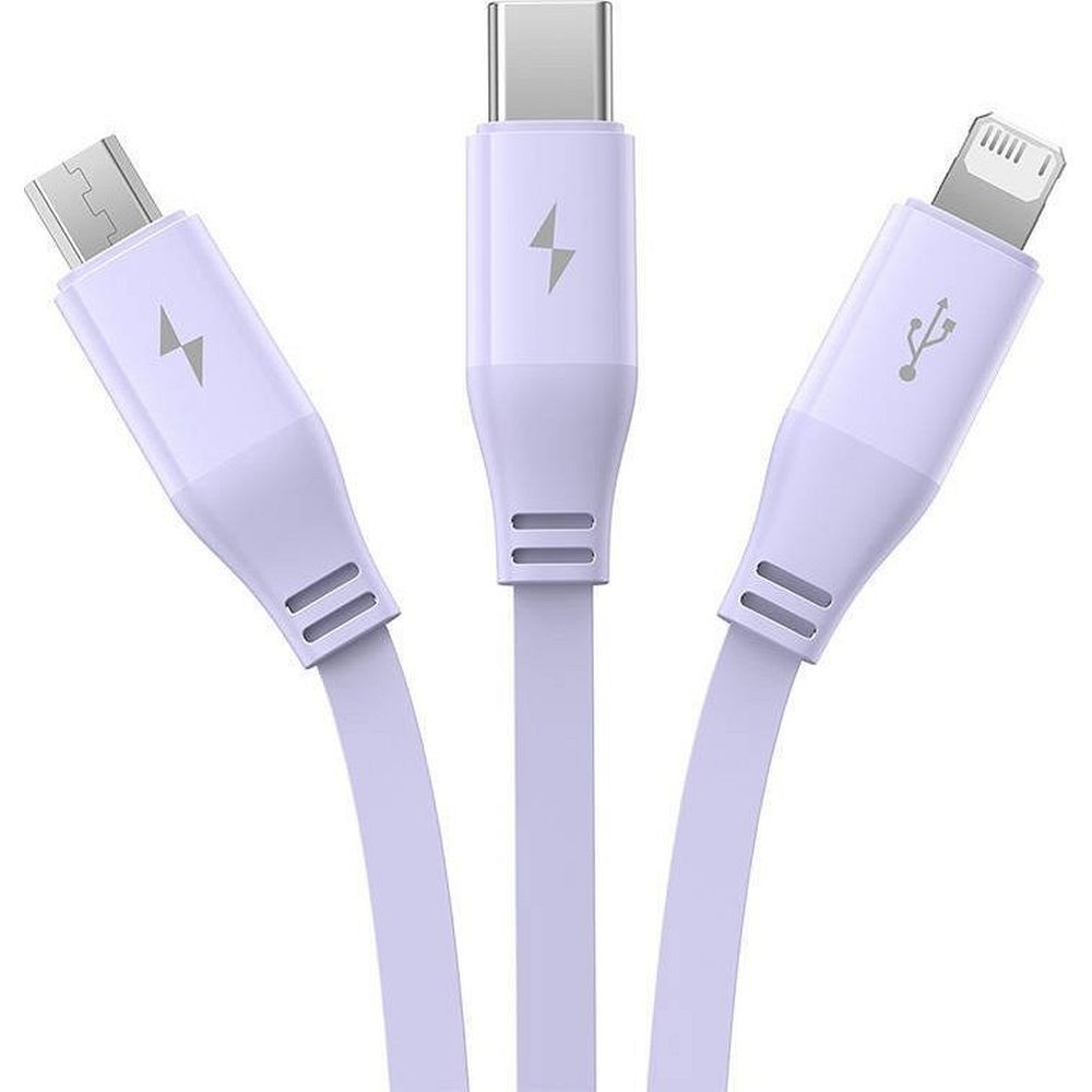 BASEUS retractable cable 3in1 USB A to Micro USB / Lightning / Type C CB000063 1,1 m purple - Image 7