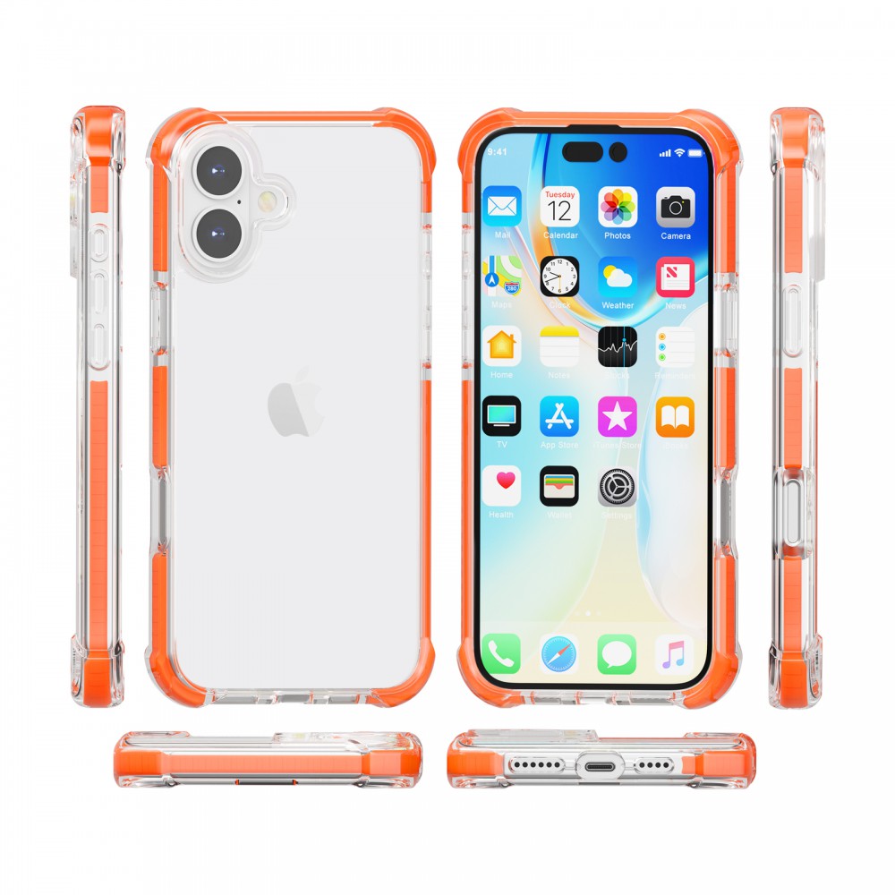iPhone 16 ütésálló szilikon hátlap, Narancs - Image 5