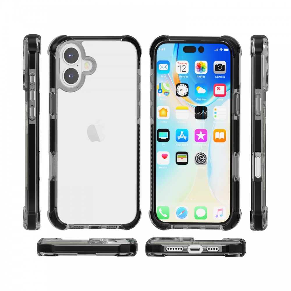 iPhone 16 Plus ütésálló szilikon hátlap, Fekete - Image 5