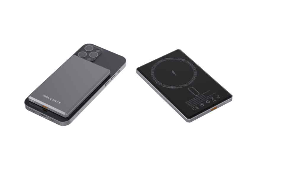 Extra vékony mágneses powerbank, 5000 mAh, Szürke - Image 5