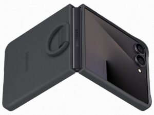 Samsung Flip 7 Szilikon tok gyűrűvel, fekete