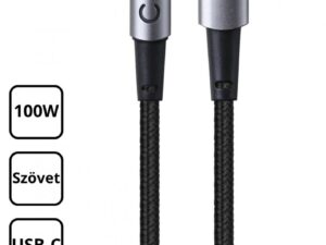 Szövet adatkábel 100W Type-C - Type-C 2m, Fekete